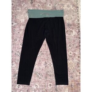Victorias Secret Foldover Waist Yoga Pants‎ Leggings Black Sage Green XL Logo